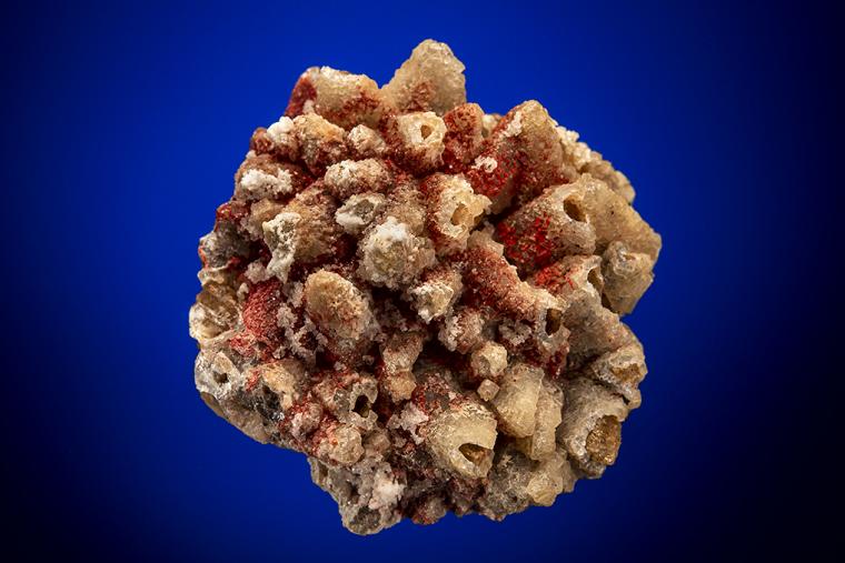 CINNABAR on FLUORITE after CALCITE